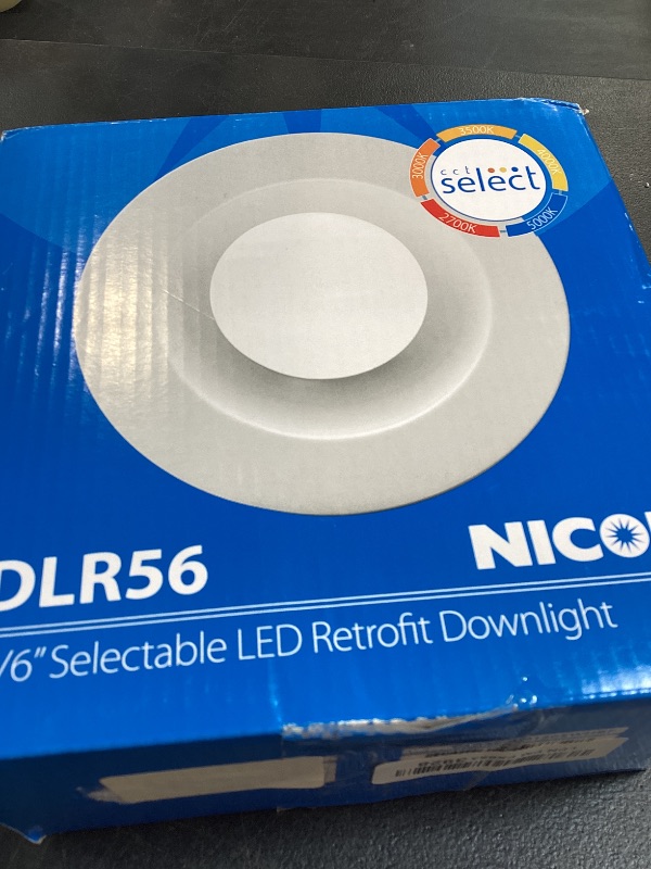 Photo 1 of Recessed Ceiling Lights LED Downlight - 5/6 inch LED Recessed Light Fixtures - Selectable CCT 2700K-5000K, 918 Lumens, 10.3W - DLR56 Retrofit Ceiling Light, White Baffle, 1-Pk by NICOR Lighting