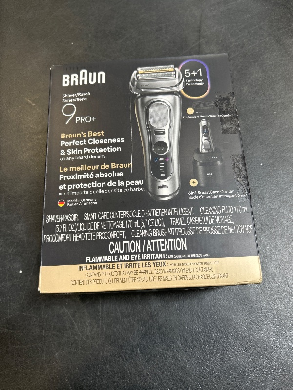 Photo 1 of Braun Series 9 PRO+ Electric Shaver, Wet & Dry Razor, Pro SensoAdapt, 6in1 SmartCare Center, 9697CC, Silver