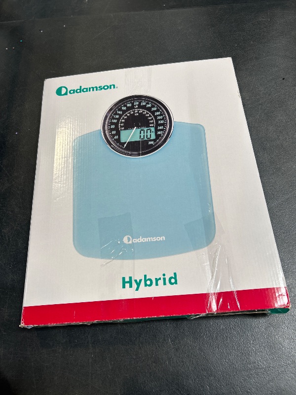 Photo 1 of Adamson 2-in-1 Analog & Digital Weighing Scale for Body Weight up to 400lbs - Thick Tempered Glass - Extra Large Display - Easy to Read Digital Bathroom Scale - New - Light Blue