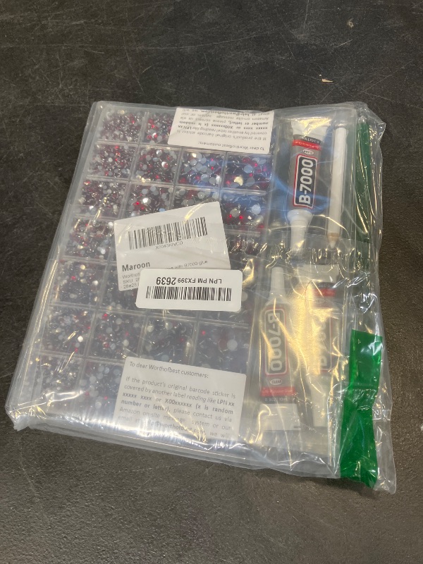 Photo 1 of 36000Pcs Burgundy Rhinestones for Bedazzling, Bedazzler Kit with Maroon Gems Diamond, Bedazzled Dark Red Resin Flatback Crystal Stone Jewels 2-6MM for Crafting Clothes Crafts Clothing and b 7000 Glue