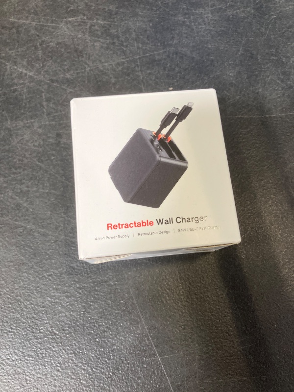 Photo 1 of 4-in-1 Retractable GaN 45W Wall Charger Plug for iPhone 17, Travel Essentials Brick Multiport Dual 31.5" Cables (USB C+Lightning) Adapter Fast Charging Block for iPhone 17/16/15/14/13/12,MacBook Neo