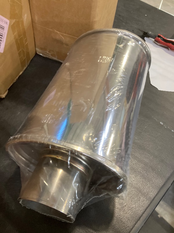 Photo 1 of  2.5" Inlet & Outlet Ultra Quiet Resonator,13.8" Overall Length Center Straight Through 304 Stainless Steel Exhaust Muffler,2.5 inch Inlet Universal Performance Resonator Muffler