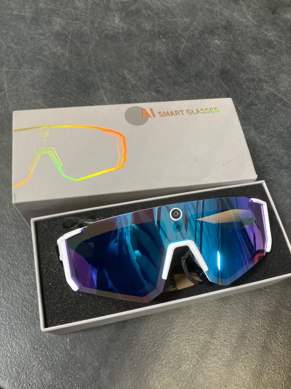Photo 1 of GLOSSIA AI Smart Glasses with Camera 4K, Video Recording Glasses with Camera, Polarized Sports Sunglasses with EIS Stabilization, Dual Mic Noise Canceling, IP66, ChatGPT Enabled