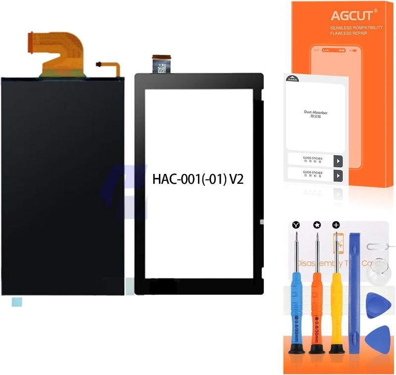Photo 1 of for Nintendo Switch V2 Screen Replacement HAC-001(-01) LCD Display and Touch Digitizer Repair Part(HAC-001(-01),V2,Touch+LCD)
