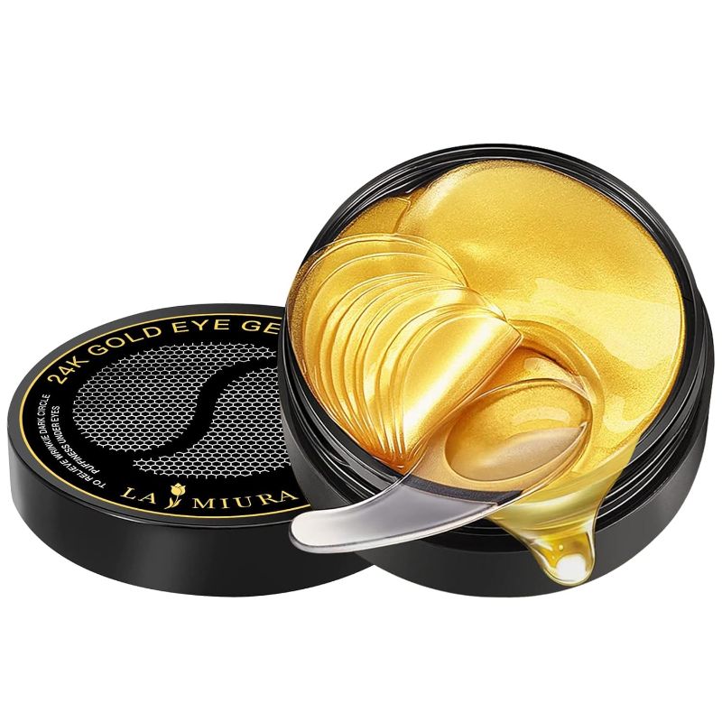 Photo 1 of 24K Gold Under Eye Patches - 60 Pcs Eye Masks for Dark Circles Puffiness - Skin Care with Collagen Hyaluronic Acid - Anti-Aging & Rejuvenating Hydrogel Eye Patch