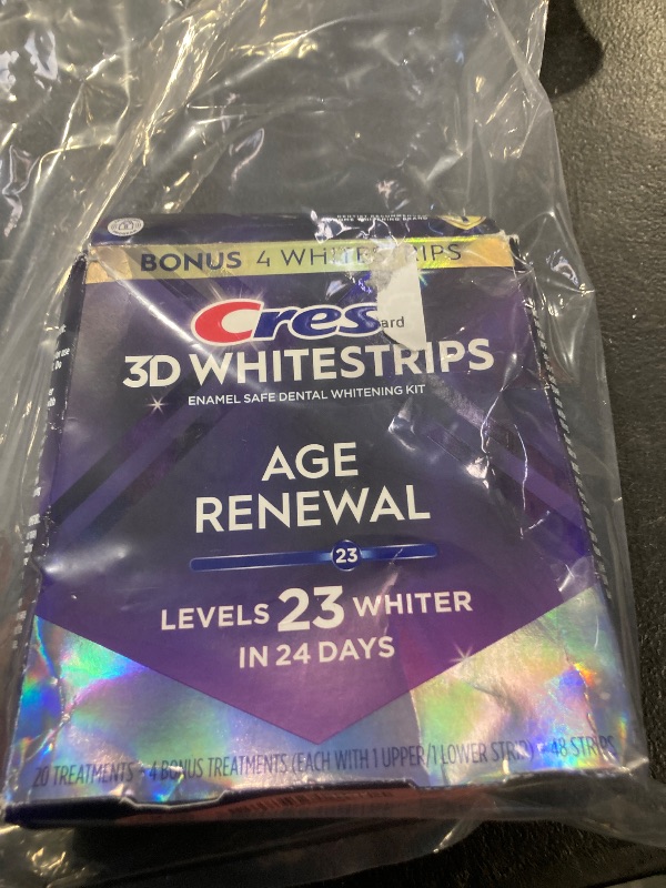 Photo 1 of Crest 3D Whitestrips Age Renewal – Teeth Whitening Kit, 24 Treatments (20 + 4 Bonus), Each with 1 Upper/1Lower, 48 Strips – Crest 3DWhite Teeth Whitening Strips