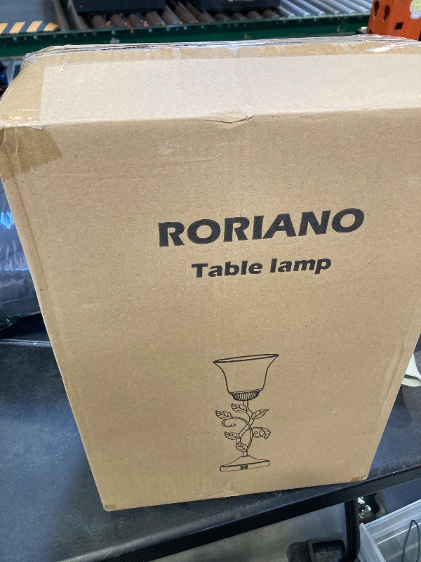 Photo 1 of Touch Control Table Lamp with 2 USB Charging Ports, 3-Way Dimmable Bedside Nightstand Lamps, Amber Glass Shade Vintage Rural Leaf Lamp for Living Room, Bedroom, Dresser, LED Bulb Included (Bronze)