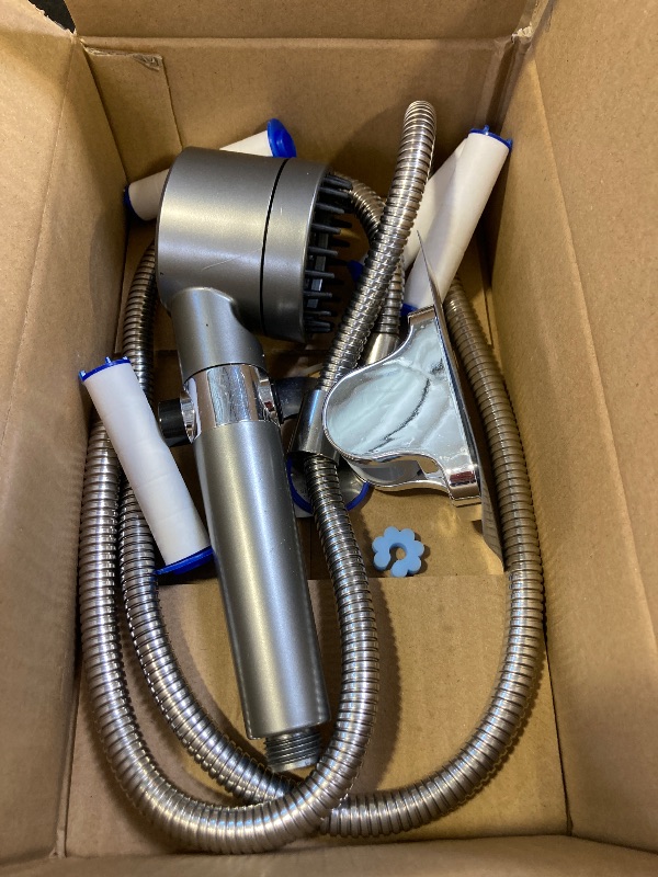 Photo 1 of 6-Setting Filtered Handheld Shower Head, JDO High Pressure Shower Head with Replaceable Filter Cartridge 4.7 Inch Detachable Showerhead for Chlorine Hard Water Removal 59 Inch Stainless Steel Hose