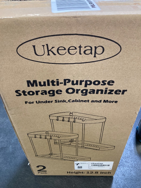Photo 1 of Ukeetap Multi-Purpose Pull-Out Storage Organizers, Under Sink/Cabinet Organizers and Storage for Bathroom & Kitchen, Black, 12.8 Inches, 2 Packs
