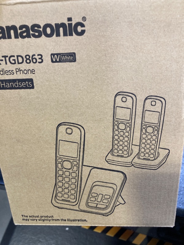 Photo 1 of Panasonic Cordless Phone with Answering Machine, Link2Cell Bluetooth Home Phones, Voice Assistant and Advanced Call Blocking, Expandable System with 3 Handsets - KX-TGD863W (White)