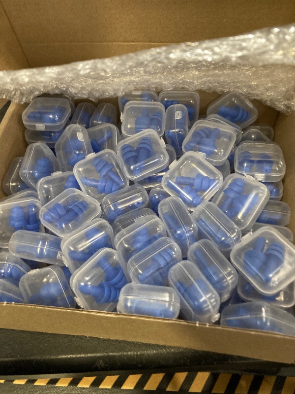 Photo 1 of TrelaCo 100 Pairs Ear Plugs Bulk, NRR 29dB Reusable Silicone Ear Plugs with Plastic Cases Soft Foam for Sleeping Noise Cancelling for Concerts Shooting Swimming Noise Reduction(Light Blue)