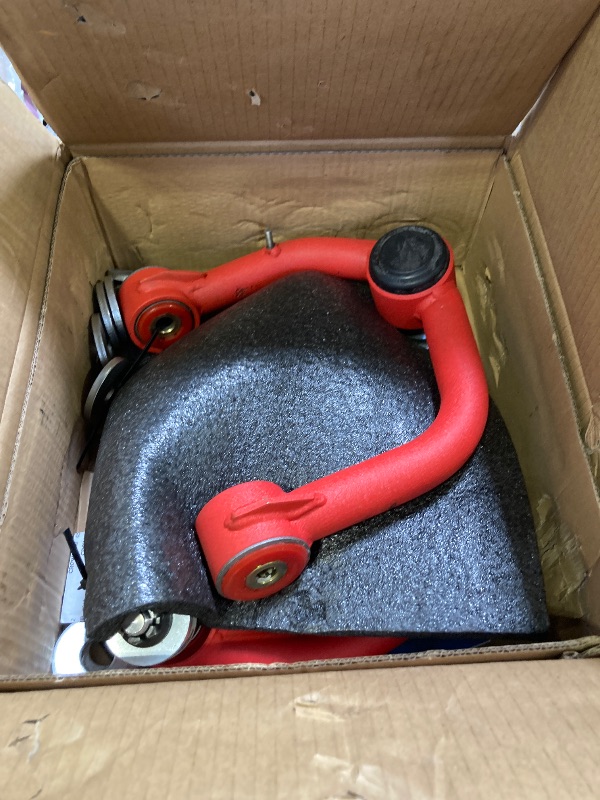 Photo 1 of 2-4" Lift Front Upper Control Arms for 2000-2006 Toyota Tundra, 2001-2007 Toyota Sequoia, Tubular Suspension Control Arms, PU Bushing, 2 Replacement Ball Joints, Wrinkle Red