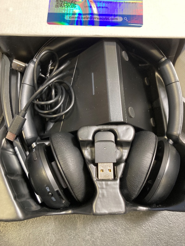 Photo 1 of (2025 Upgraded) Wireless Headset with Mic for Work, Bluetooth Headset with Noise Canceling Microphone with Dongle, Charging Base & Mic Mute, Wireless Headphones for Work from Home/PC/Computer