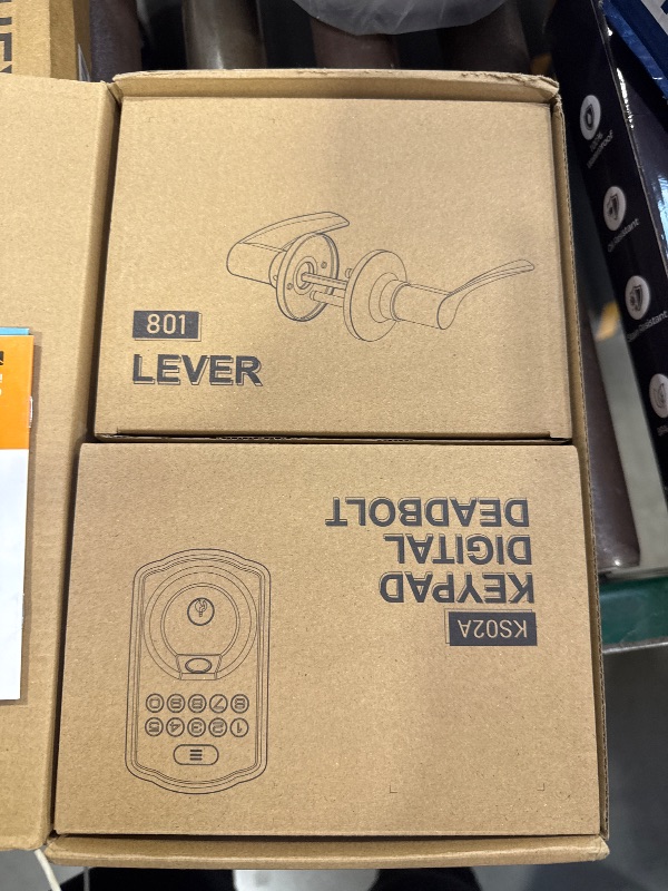 Photo 1 of Veise Fingerprint Door Lock with 2 Lever Handles - Keyless Entry Door Lock, Electronic Keypad Deadbolt, Digital Smart Code & Front Handle Sets, Auto-Locking, Easy Installation, Matte Black