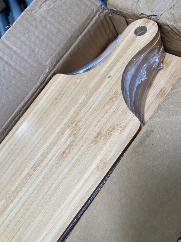 Photo 1 of 25 PCS Cutting Board Bulk Wood Chopping Board Laser Engraving Serving Board with Handle Charcuterie Boards for Customized Mother's Day Housewarming Gift 11" x 5" Bamboo