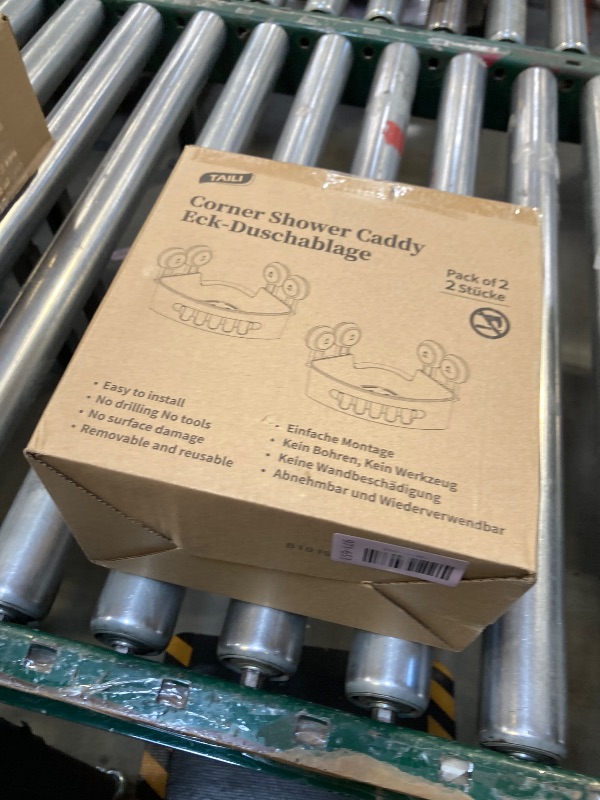 Photo 1 of TAILI Suction Corner Shower Caddy, Bathroom Shelf Storage Basket Wall Mounted Organizer for Shampoo, Conditioner, Plastic Rack for Kitchen&Bathroom, Drill-Free Removable (2 Pack)