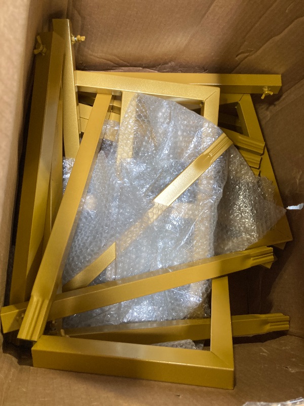 Photo 1 of Fomcet 10FT x 10FT Backdrop Stand Heavy Duty with Base, Gold Portable Adjustable Pipe and Drape Kit, Square Metal Arch Party Frame for Wedding Birthday Parties Banquet Decorations