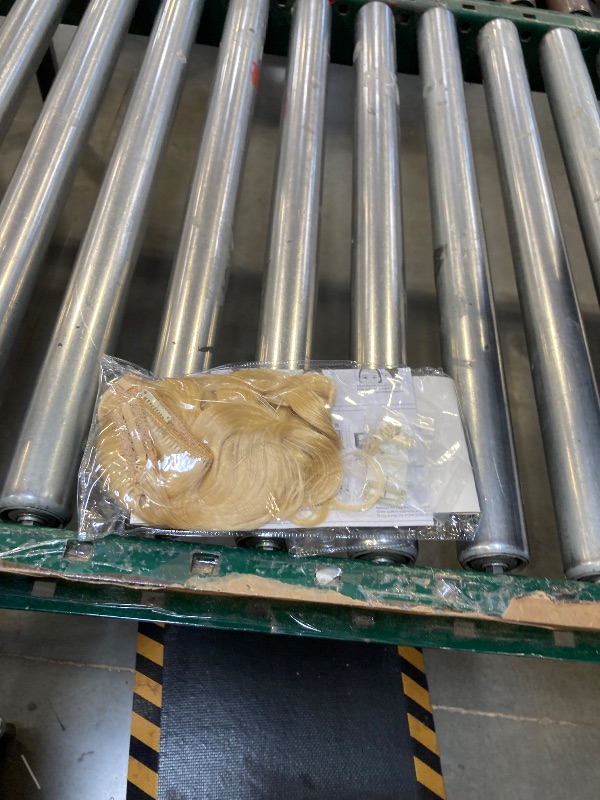 Photo 1 of TESS Wavy Halo Hair Extensions Real Human Hair Adjustable Invisible Wire, 14 Inch, Blonde