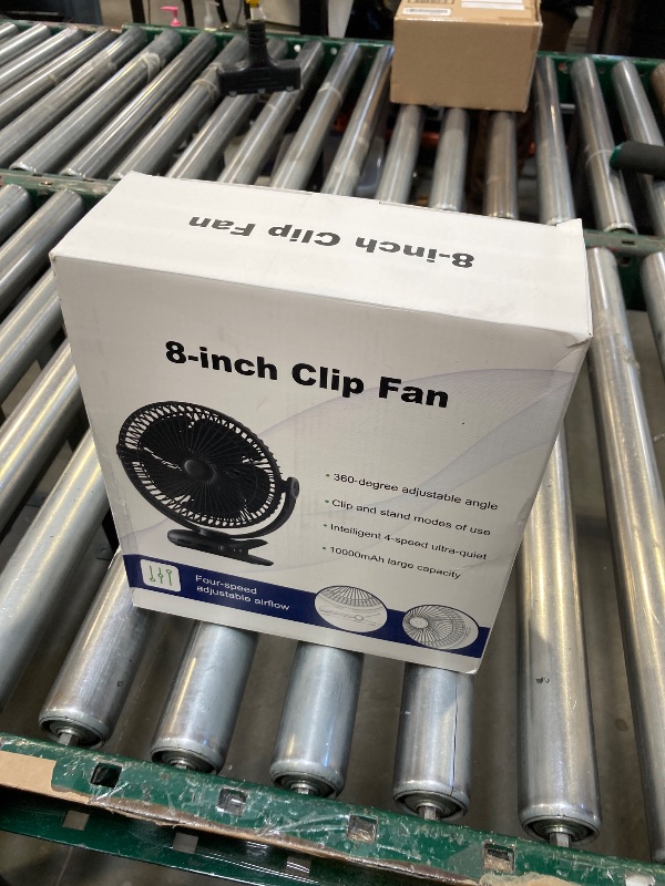 Photo 1 of 10000mAh 30hrs Portable Fan Rechargeable, 8-Inch Battery Operated Clip on Fan, USB Fans, 4 Speeds, Strong Airflow, Sturdy Clamp for Golf Cart Office Desk Outdoor Travel Camping Bed Truck Treadmill