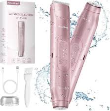 Photo 1 of Akunbem Bikini Trimmer for Women, Electric Shaver and Razor Rechargeable 2-in-1 Body and Facial Epilator, Dual Heads for Painless Trimming of Pubic Hair, Face, Underarms and Legs, IPX7 Waterproof.