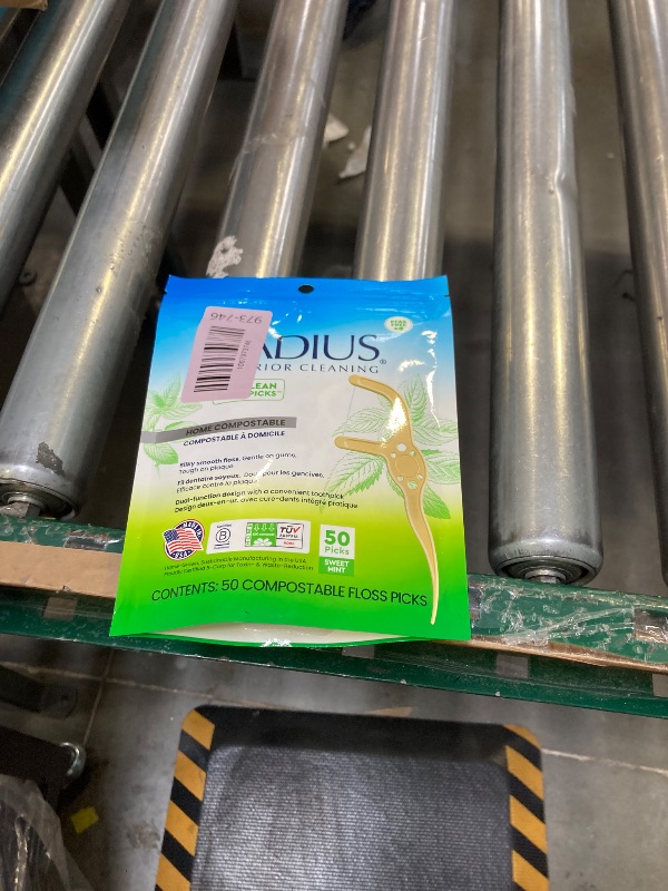 Photo 1 of Radius Peppermint EcoClean Compostable Floss Picks Adult for Oral Care Boost Non Toxic Tooth & Gum Protection (50 Single Use Flossers per Pack)
