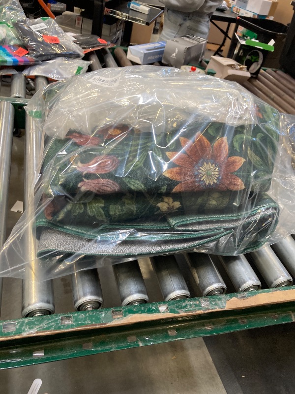 Photo 1 of 5×7 Dark Green Washable Floral Area Rug,Vintage Boho Soft Low-Pile Living Room Rugs, Stain Resistant Botanical Non-Slip Carpet for Bedroom,Dining Room, Kids Nursery,Home Decor