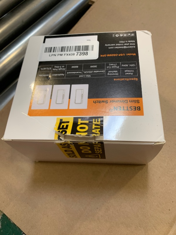 Photo 1 of BESTTEN 3 Pack Super Slim Slide Dimmer Light Switch, Quiet Rocker, Max 300W LED, CFL, 600W Incandescent, Single Pole or 3 Way Dimmable Switch with Screwless Wallplate, ETL Listed, White