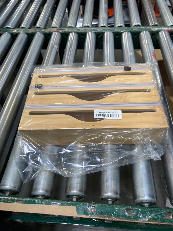 Photo 1 of 3 in 1 Plastic Wrap Dispenser with Cutter and Labels, Foil and Plastic Wrap Organizer, Aluminum Foil Organization and Storage, Foil Organizer for Drawer, Bamboo Aluminum foil Holder for 12.5"Roll Wrap