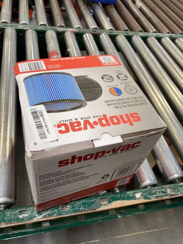 Photo 1 of Shop-Vac High Performance 90304/90344 Cartridge Filter, Fits most 5-16 Gallon Shop-Vac Wet/Dry Vacuums, High Efficiency Filtration Paper, Washable and Reusable, 1 Pack