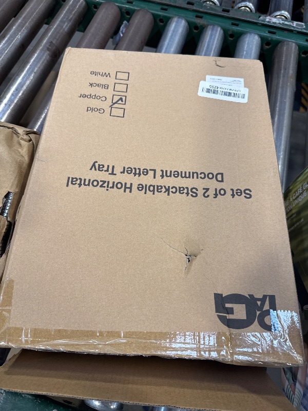 Photo 1 of PAG 2 Packs Desktop File Organizer Metal Stackable Horizontal Letter Tray Paper Holder Rack, Rose Gold