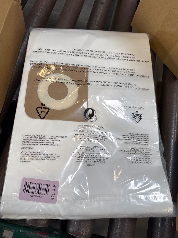 Photo 1 of 6 Pack 38735 Fine Dust Bags Compatible with Craftsman 12 Gallon Wet/Dry Shop Vacuums, Part# CMXZVBE38735