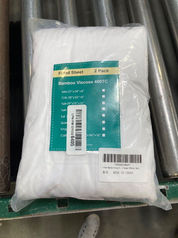 Photo 1 of 2 Pack Bamboo Viscose Fitted Sheet Queen Size Only, 400 Thread Count, 8-16" Deep Pocket, Cooling Breathable Silky Smooth Soft Bottom Sheet for Hot Sleeper (White, Twin)