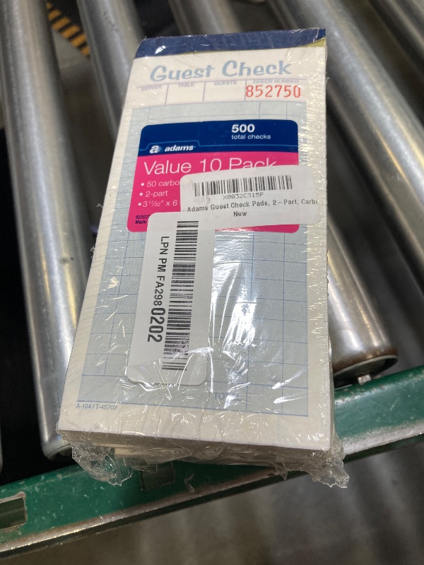 Photo 1 of Adams Guest Check Pads, 2-Part, Carbonless, White/Canary, 3-3/8" x 6-3/8", 50 Sets per Pad, 10 Pack (104-50SW)