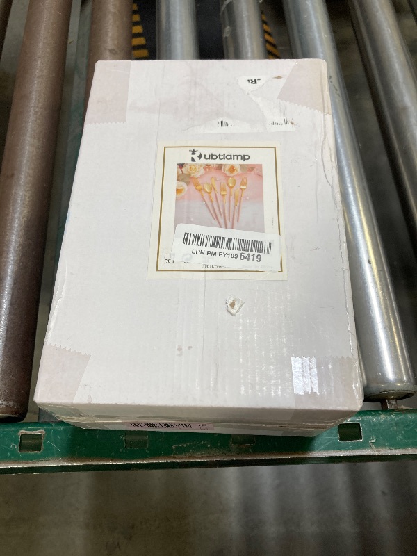 Photo 1 of Rubtlamp 90Pcs Gold Plastic Silverware, Fancy Easter Utensils Set With Pink Handles Include 30 Gold Knives, 60Plastic Forks and Spoons, Pink Silverware Heavy Duty For Mother's Day