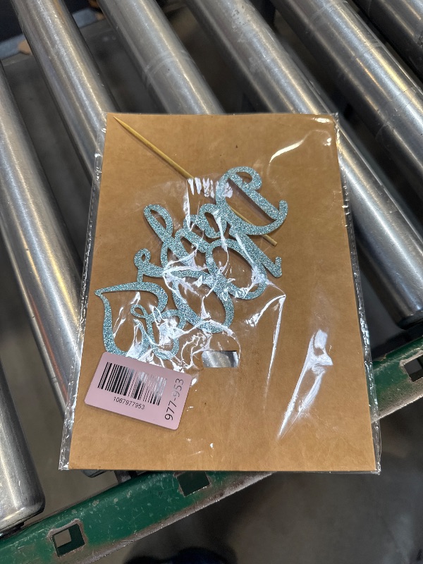 Photo 1 of 100 Days Cake Topper - Glitter Sky Blue Baby Shower Cake Decorations, 100th Day Wedding Cake Pick (Sky Blue)