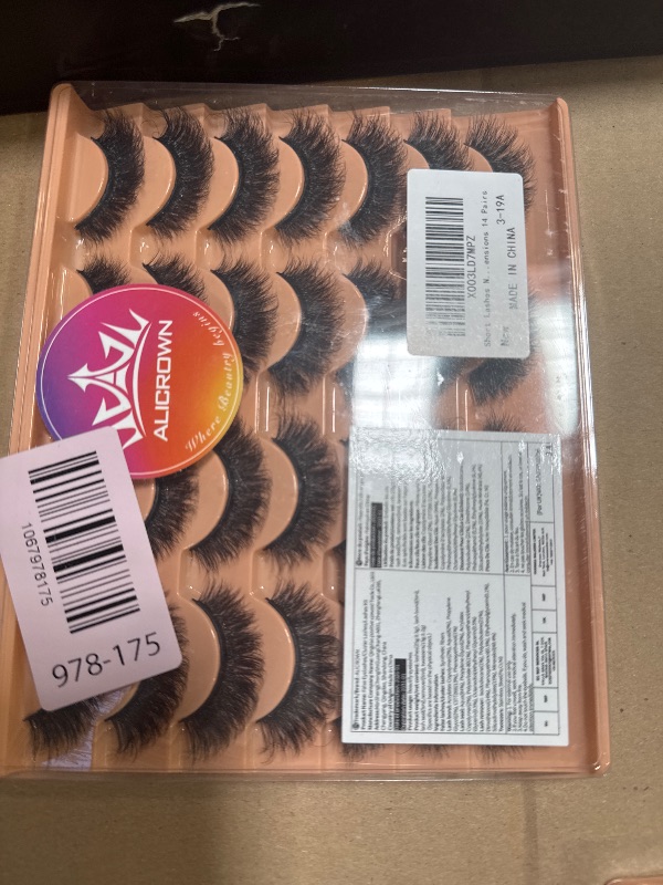 Photo 1 of Short Lashes Natural Look False Eyelashes Thick Volume Faux Mink Lashes Pack Wispy Strip Fake Eyelashes Cat Eye Lashes that Look Like Extensions 14 Pairs