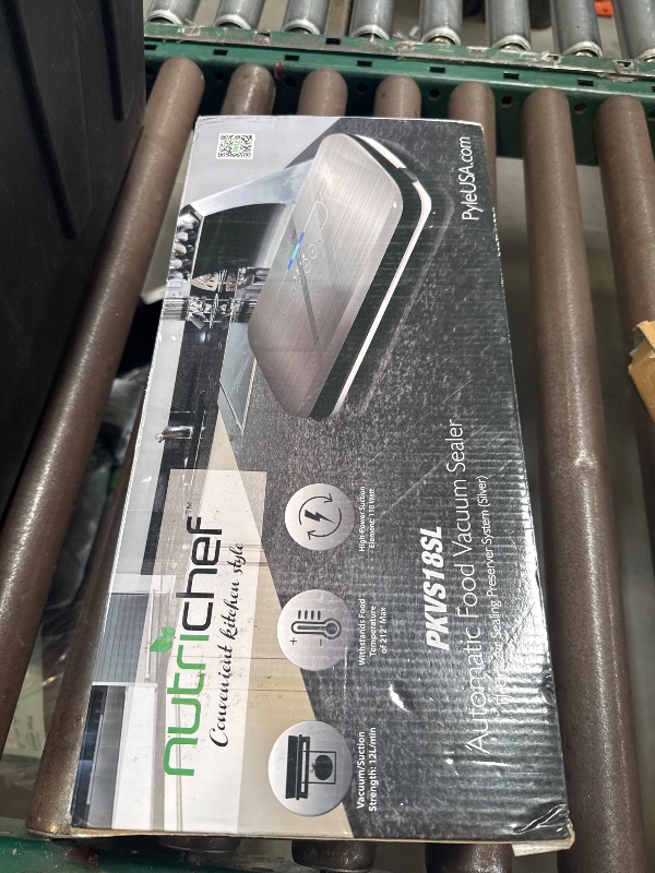 Photo 1 of NutriChef Food Vacuum Sealer Machine - Automatic Air Sealing System for Dry & Moist Foods, LED Touch Controls, Includes Vacuum Bags, Hose & Wine Stopper, High Suction Power, 14"x6"x3", Silver