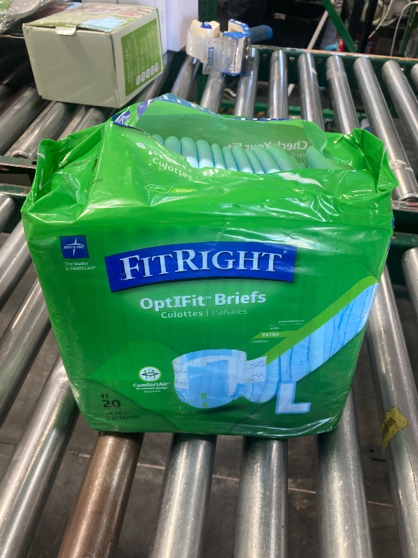 Photo 1 of FitRight Adult Diapers, Extra Heavy Absorbency, L (Waist Size 44in-56in), 20 Count, OptiFit Incontinence Briefs for Men and Women, Disposable, Moisture Wicking, Leak Protection,
