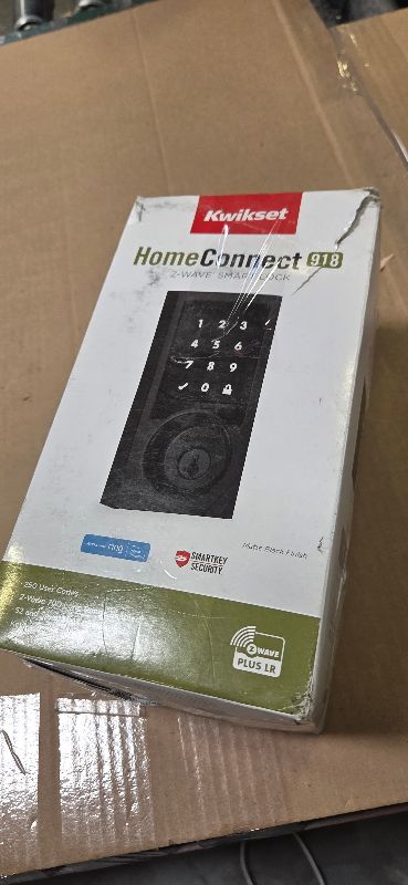 Photo 1 of Kwikset HomeConnect 918 Contemporary Z-Wave Long Range Enabled Touchscreen Lock Works with Ring Alarm, Samsung SmartThings Hub Required, Sold Separately in Matte Black