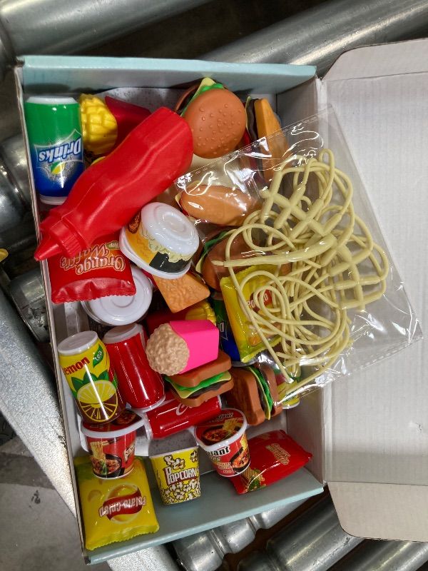 Photo 1 of ***MINI***Pretend Play Kitchen Mini Foods Set for Kids Hamburger Fries Noodles Drink with Tray Playset,Play House Kitchen Accessories Role Toys Birthday Gifts for Boys Girls 3 4 5 Yrs (31Pcs Hamburger Chips)***MINI***