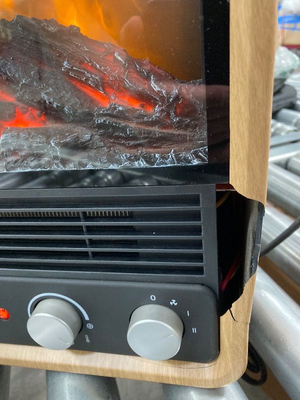 Photo 1 of **CRACKED IN FRONT***Shinic Electric Fireplace Heaters for Indoor Use,1500W Space Heater with Crackling Sound & 3D Realistic Flame, Safety Protection, Portable Fireplace Heater for Home Office Christmas Decoration, Oak