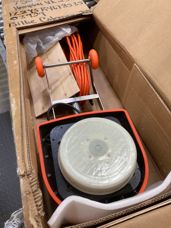 Photo 1 of ***DAMAGED, MISSING PIECES -SELLING AS PARTS ONLY*** HHQ Commercial Floor Scrubber Machine, 13" Heavy Duty Orbital Floor Cleaner Buffer and Polisher- Deep Cleaning Hard Floors and Carpets with Ease, 3 Brushes & 3 Cleaning Pads, Orb-6   ***SOME SCUFFS/SCRA