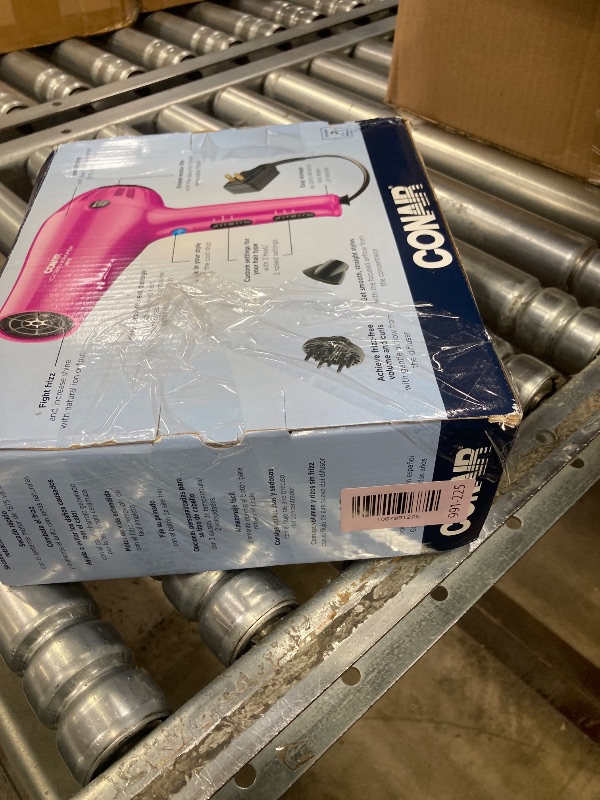 Photo 1 of *** diffuser is missing***Conair Hair Dryer with Retractable Cord, 1875W Blow Dryer, 3 Heat Settings, 2 Speeds, Blow Dryer with Diffuser and Concentrator Attachments, Ionic + Tourmaline Technology, Pink*** diffuser is missing***