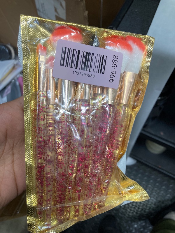 Photo 1 of 10 PCS Crystal Glitter Makeup Brushes, Cute Makeup Brushes Face Cosmetics Blending Synthetic Brush Professional Glitter Brush for Foundation Concealer Shadow Blush Lip