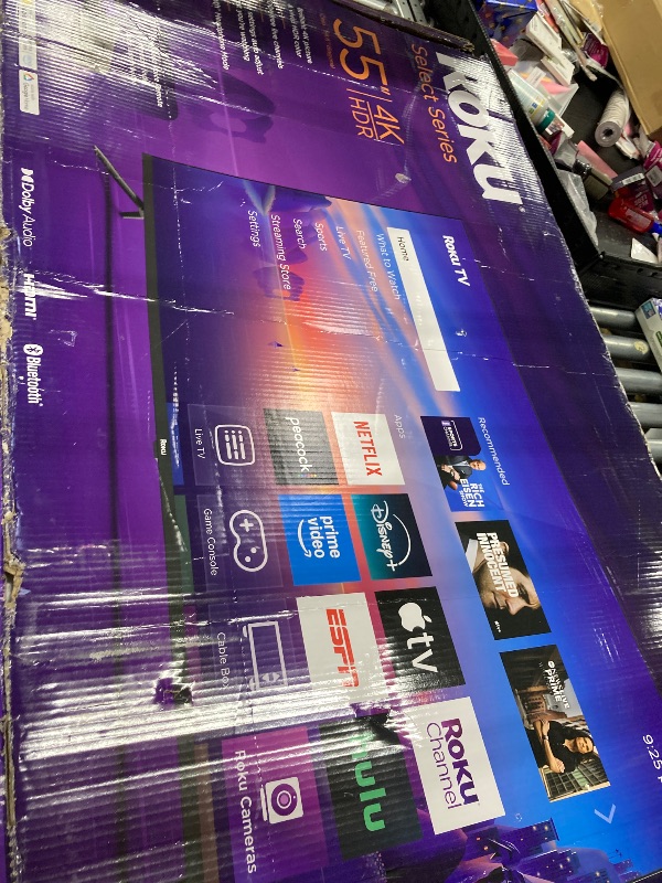 Photo 1 of **NO REFUNDS OR RETURNS** refBox Size: Approx. 40” x 22” x 16” | Smart TV – 55-Inch Select Series, 4K HDR TV – Roku TV with Enhanced Voice Remote – Flat Screen LED Television with Wi-Fi for Streaming Live Local News, Sports, Family Entertainment