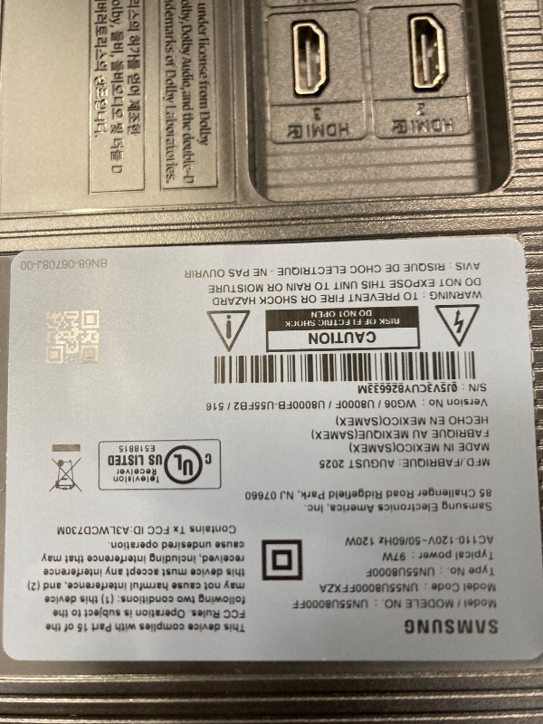 Photo 1 of **No returns, no refunds.****
 Samsung 55-Inch Class Crystal UHD U8000F 4K Smart TV (2025 Model) Endless Free Content, Crystal Processor 4K, MetalStream Design, Knox Security, Compatible with Alexa