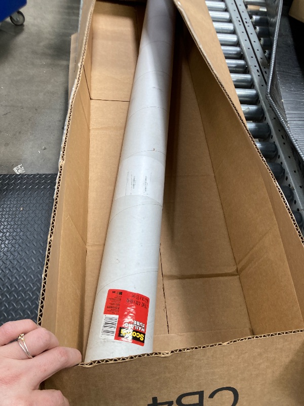 Photo 1 of **MISSING END CAP***Scotch Mailing Tube, 1 Tube, 4 in x 48 in, Perfect Protection for Mailing and Storing Rolled Items, White (7982)