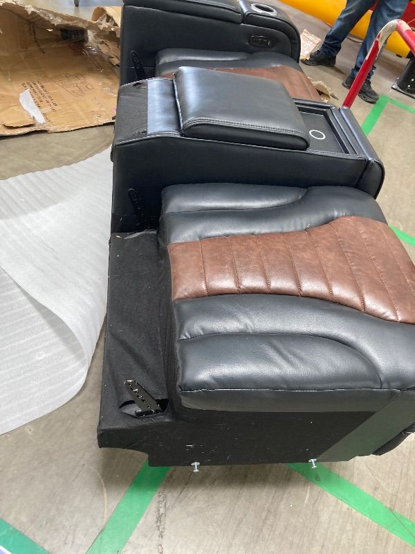 Photo 1 of ***MISSING PIECES -SELLING AS PART ONLY*** Seatcraft Valore Zero-Gravity HeatZero Italian Leather Home Theater Seating, Heat & Massage, Power Headrest, Power Lumbar, Row of 2 Loveseat, Black ***BOX RIPPED/TORN***