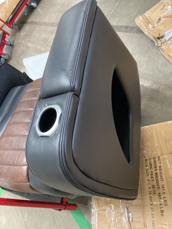 Photo 1 of ***MISSING PIECES -SELLING AS PART ONLY*** Seatcraft Valore Zero-Gravity HeatZero Italian Leather Home Theater Seating, Heat & Massage, Power Headrest, Power Lumbar, Row of 2 Loveseat, Black ***BOX RIPPED/TORN***