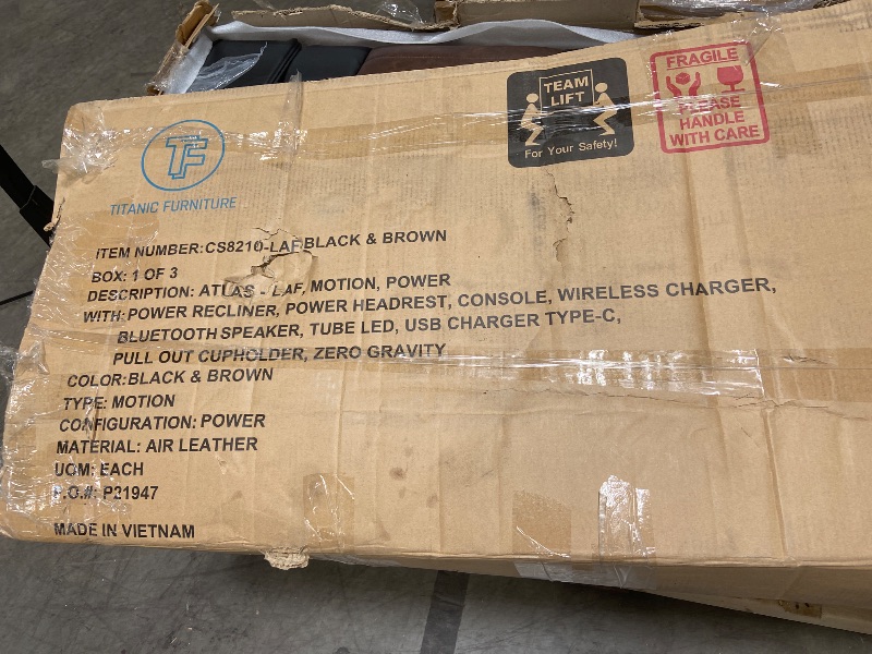Photo 1 of ***MISSING PIECES -SELLING AS PART ONLY*** Seatcraft Valore Zero-Gravity HeatZero Italian Leather Home Theater Seating, Heat & Massage, Power Headrest, Power Lumbar, Row of 2 Loveseat, Black ***BOX RIPPED/TORN***